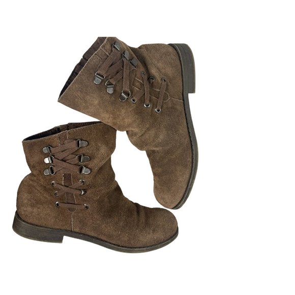Nine West Vintage American Brown Suede Leather Slouchy Boots 7 M Boho Peasant - Picture 1 of 13